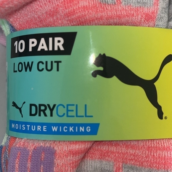 Puma 10 pair low cut moisture wicking arch support socks for GIRL size 9-3.5 - Picture 5 of 6